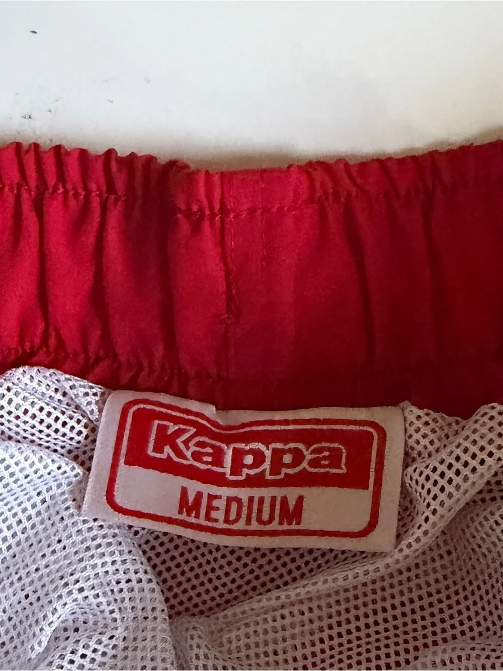 Kappa Red Men's Swim Board Shorts with White Logo
